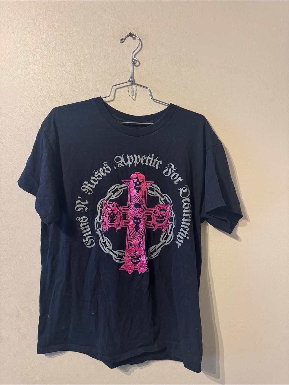 Unisex cotton black Guns N Roses Appetite for Destruction Shirt XL band tee